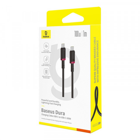 Kabel Baseus Dura Typ C-Typ C 100W 1m (czerwono-czarny) - Galeria zdjęcie 6