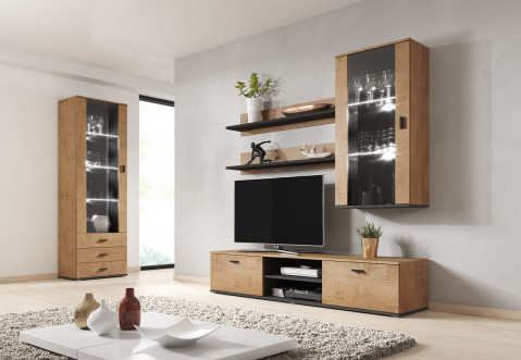 Witryna SOHO S1 dąb lefkas+ czarny - Galeria zdjęcie 6
