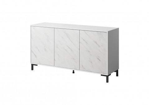 Komoda MARMO 3D 150x45xH80,5 biały mat/marmur biały - Galeria zdjęcie 1