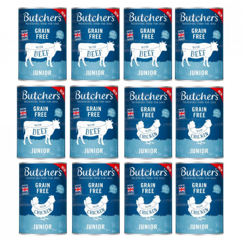 BUTCHER'S Original Junior MIX SMAKÓW - mokra karma dla psa - 12x400g - Galeria zdjęcie 1
