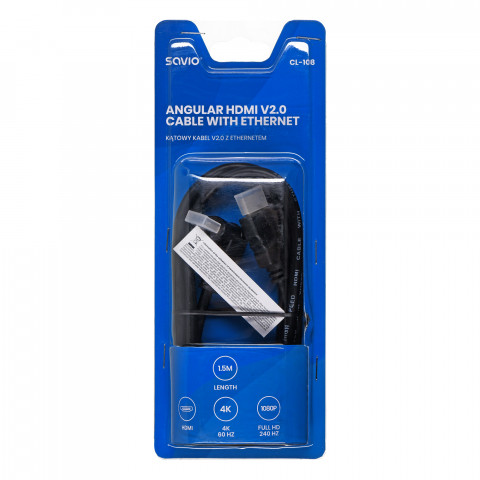 SAVIO KABEL HDMI V2.0 KĄTOWY 4K OFC 1,5M CL-108 - Galeria zdjęcie 2