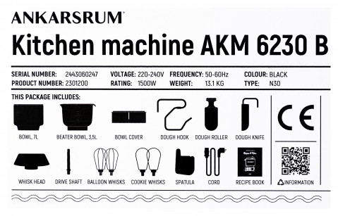 Robot kuchenny Ankarsrum AKM 6230 B Black/Silver - Galeria zdjęcie 14