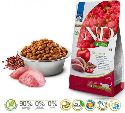 FARMINA N&D Quinoa Hairball - sucha karma dla kota - 1.5 kg - Galeria zdjęcie 3