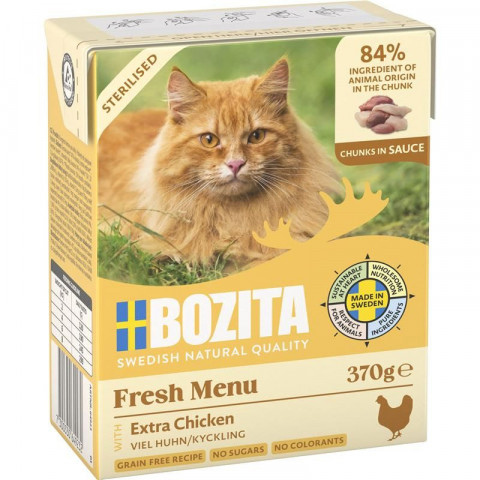 BOZITA Fresh Menu Sterilised Extra Kurczak - mokra karma dla kota 6x370g - Galeria zdjęcie 1