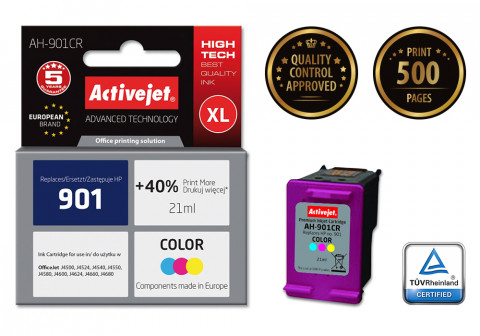 Activejet AH-901CR Tusz do drukarki HP, Zamiennik HP 901 CC656AE; Premium; 21 ml; kolor. Drukuje więcej o 40%. - Galeria zdjęcie 2