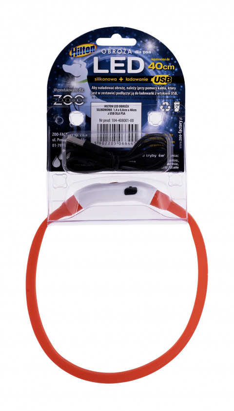 HILTON LED Obroża Silikonowa 1,4x0,8x40cm z USB dla psa - Galeria zdjęcie 7