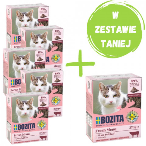 BOZITA Wołowina w sosie - mokra karma dla kota - 5x370g + GRATIS - Galeria zdjęcie 1