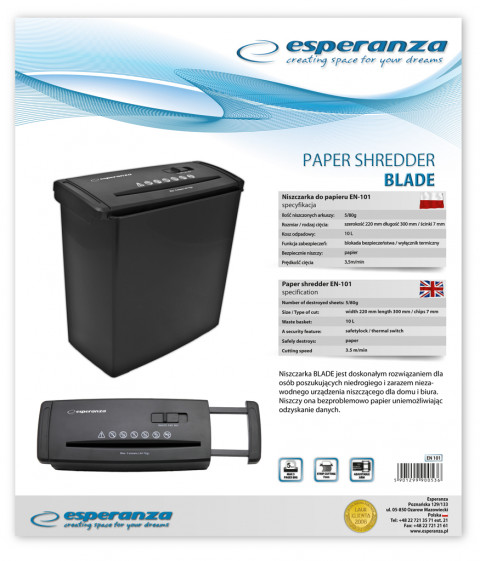 ESPERANZA NISZCZARKA DO PAPIERU BLADE - Galeria zdjęcie 4