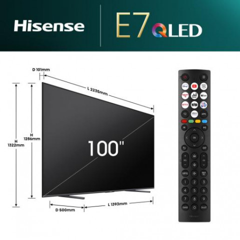 Telewizor Hisense 100E7NQ 100" 4K Ultra HD VIDAA Dolby Atmos DVB-T2 Czarny - Galeria zdjęcie 4