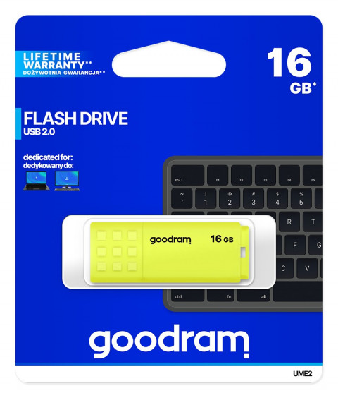 GOODRAM FLASHDRIVE 16GB UME2 USB 2.0 YELLOW - Galeria zdjęcie 5