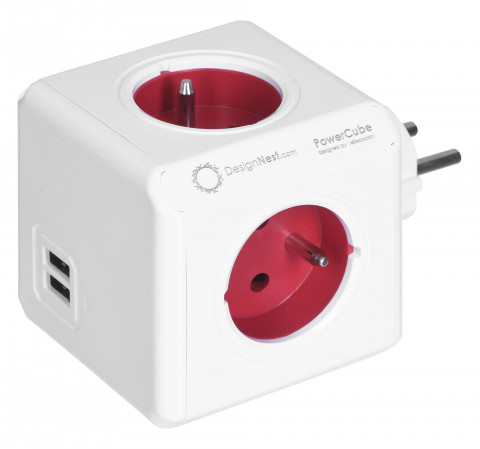 Allocacoc Przedłużacz PowerCube Original USB Red - Galeria zdjęcie 1