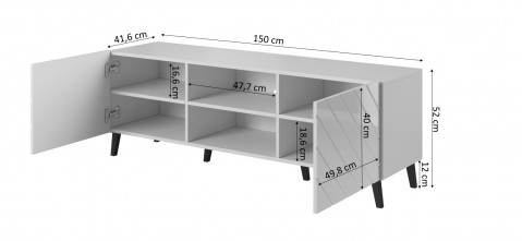 Szafka RTV ABETO 150x42x52 czarny/czarny połysk - Galeria zdjęcie 8