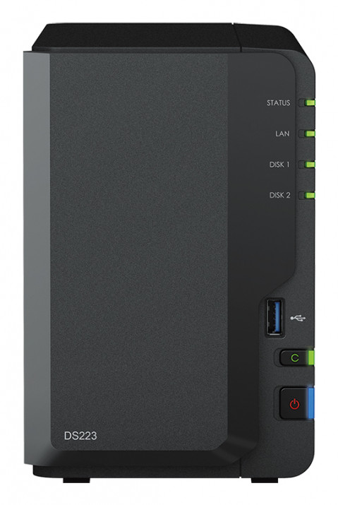 NAS Synology DS223; Tower; 2x (3.5" SATA HDD)/2.5" HDD SSD); Realtek RTD1619B;,2GB DDR4, 1x 1GbE RJ-45 - Galeria zdjęcie 2