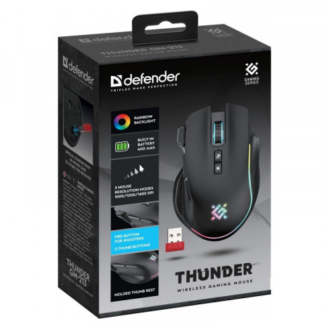 DEFENDER MYSZ GM-213 THUNDER RF 1600dpi 8P CZARNA - Galeria zdjęcie 3
