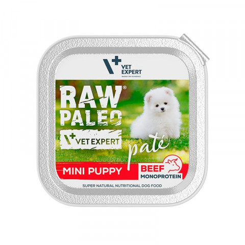 VetExpert Raw Paleo Wołowina Pate Mini Puppy alu tray 150g - Galeria zdjęcie 1