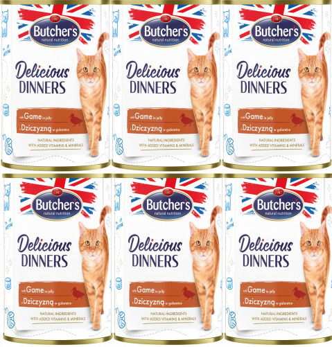 BUTCHER'S Delicious Dinners Kawałki z dziczyzną w galaretce - mokra karma dla kota - 6x400g - Galeria zdjęcie 1