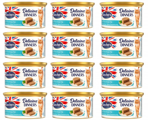 BUTCHER'S Delicious Dinners Cat - mokra karma dla kota z tuńczykiem i rybami w formie musu - puszka - 12x85g - Galeria zdjęcie 1