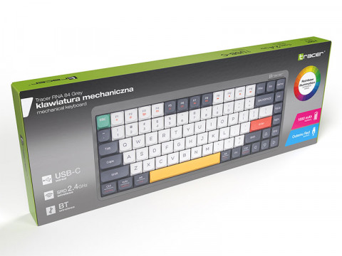 TRACER KLAWIATURA FINA 84 GREY OUTEMU RED SWITCH - Galeria zdjęcie 7