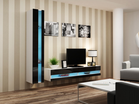 Zestaw meblowy VIGO NEW 8 biały/czarny połysk - Galeria zdjęcie 1