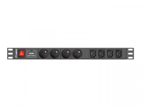 Lanberg listwa zas. rack pdu (1u,10a,8x 230v,2m) pdu-04e04i-0200-iec-bk - Galeria zdjęcie 2