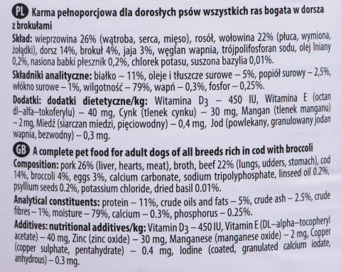 DOLINA NOTECI Premium bogata w dorsza z brokułami - mokra karma dla psa - 400g - Galeria zdjęcie 2