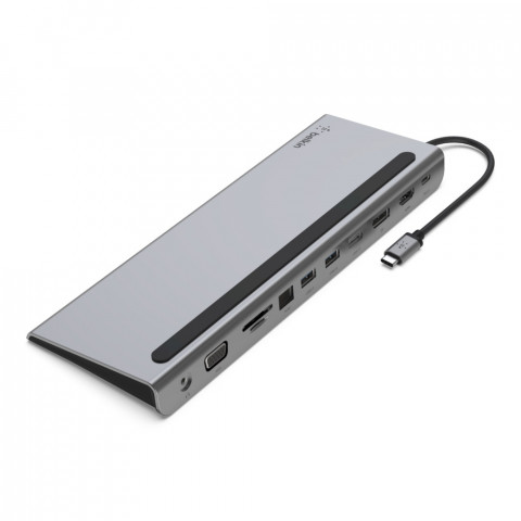 Hub Belkin Connect USB-C 11-in-1 Multiport Dock 1x4k HDMI/1xDisplayPort/1xVGA/3xUSB-A/1xUSB-C PD/1xRJ45 Gigabit/1xSD Card reader/1xMicroSD Card reader/1xAudio Grey - Galeria zdjęcie 3