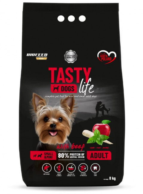 BIOFEED Tasty Dogs Life Adult Small With Beef - sucha karma dla psa - 8kg - Galeria zdjęcie 1