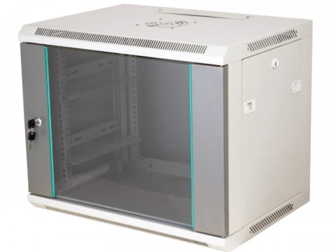 Alantec-Szafa wisząca 19" 12U 450mm d.szklane szary - Galeria zdjęcie 1