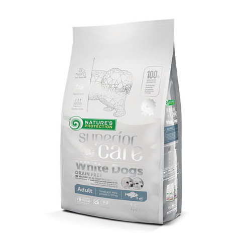 NATURE'S PROTECTION Superior Care White Dogs Grain Free Adult Small Białoryba - sucha karma dla psa - 1,5kg - Galeria zdjęcie 1