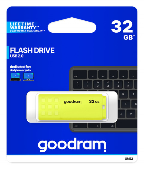 GOODRAM FLASHDRIVE 32GB UME2 USB 2.0 YELLOW - Galeria zdjęcie 5