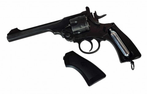 Rewolwer WEBLEY MKVI .455 Service kal.5,5 mm Diabolo łuski 6-strzał. lufa 6" CO2 Battlefield Ekp do17J - Galeria zdjęcie 8