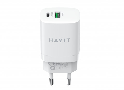 Havit UC30 EU - dwuportowa ładowarka podróżna GaN 33 W, biała - Galeria zdjęcie 4