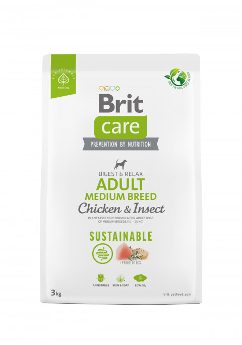 BRIT Care Sustainable Adult Medium Breed Chicken & Insect - sucha karma dla psa - 3 kg - Galeria zdjęcie 1
