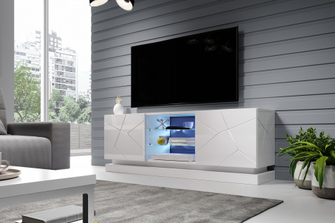 Szafka RTV QIU 160 MDF biały połysk/ biały połysk - Galeria zdjęcie 5