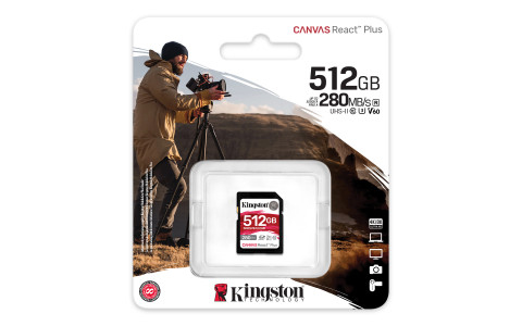 KINGSTON microSDXC Canvas 512GB React Plus UHS-II 280R/150W U3 V60 for Full HD/4K - Galeria zdjęcie 3