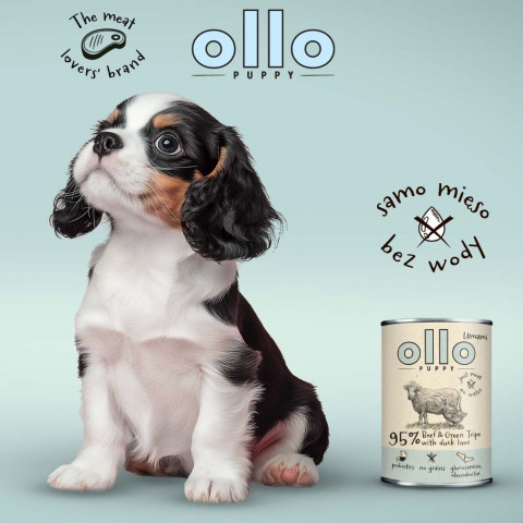 OLLO Puppy Umami Wołowina i Zielona Żwacze z Kaczą Wątrobą - mokra karma dla psa - 400g - Galeria zdjęcie 2