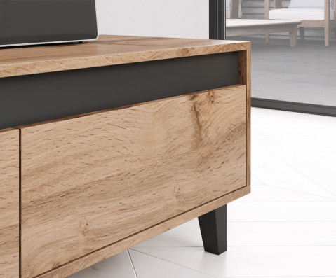 Szafka RTV NORD 185cm dąb wotan/antracyt - Galeria zdjęcie 4