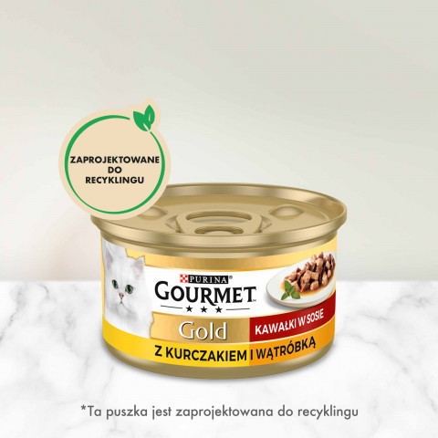GOURMET GOLD Kurczak i wątróbka w sosie - mokra karma dla kota - 12x85 g - Galeria zdjęcie 5