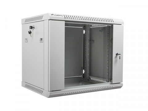 Lanberg szafa instalacyjna wisząca 19'' 9U 600x450mm szara (drzwi szklane) - Galeria zdjęcie 1