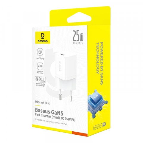 Ładowarka sieciowa Baseus GaN5 1C 25W EU (biały) - Galeria zdjęcie 5