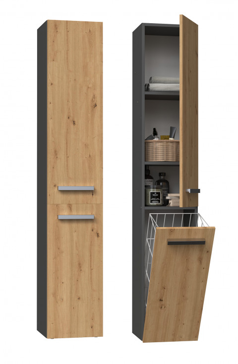 Szafka łazienkowa NEL IV 31x30xH174 antracyt/artisan - Galeria zdjęcie 1