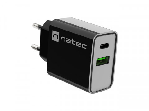 NATEC ŁADOWARKA SIECIOWA RIBERA USB-A+USB-C 20W PD - Galeria zdjęcie 1