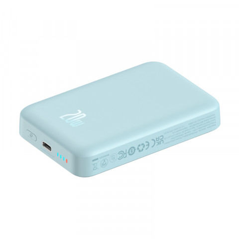 Powerbank Baseus Magnetic Mini Air Wireless 10000mAh 20W+kabel USB C-USB C (niebieski) - Galeria zdjęcie 7