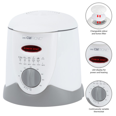 Frytownica Clatronic FFR 2916 z fondue (1l 840W biało-szara) - Galeria zdjęcie 5