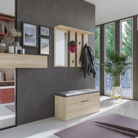 Wieszak + lustro PARMA 100x15xH.81,5 sonoma - Galeria zdjęcie 4