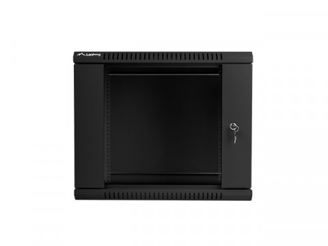 Lanberg szafa instalacyjna wisząca 19'' 9U 600x450mm czarna (drzwi szklane) - Galeria zdjęcie 2
