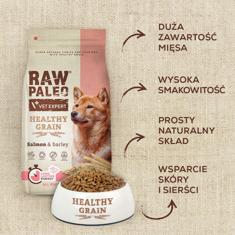 VetExpert Raw Paleo Healthy Grain Salmon&Barley Adult - Karma sucha dla psów - 2kg - Galeria zdjęcie 2