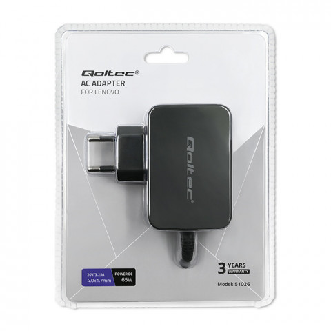 QOLTEC ZASILACZ DO LENOVO 65W | 20V | 3.25A - Galeria zdjęcie 8