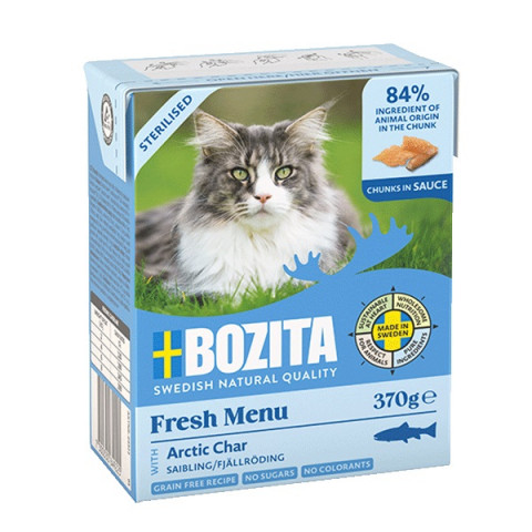 BOZITA Sterilised kawałeczki w sosie z pstrągiem - mokra karma dla kota - 370g + GRATIS! - Galeria zdjęcie 3