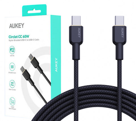 AUKEY CB-NCC1 KABEL USB-C QC PD 1M 3A 60W NYLON - Galeria zdjęcie 1